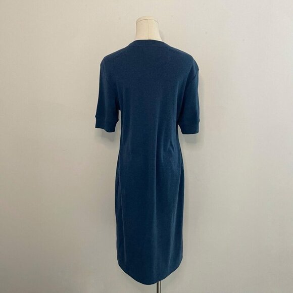 Ralph Lauren Navy Blue Knit Midi Dress | Minimalist T-Shirt Sweater Dress Size L - Picture 3 of 4